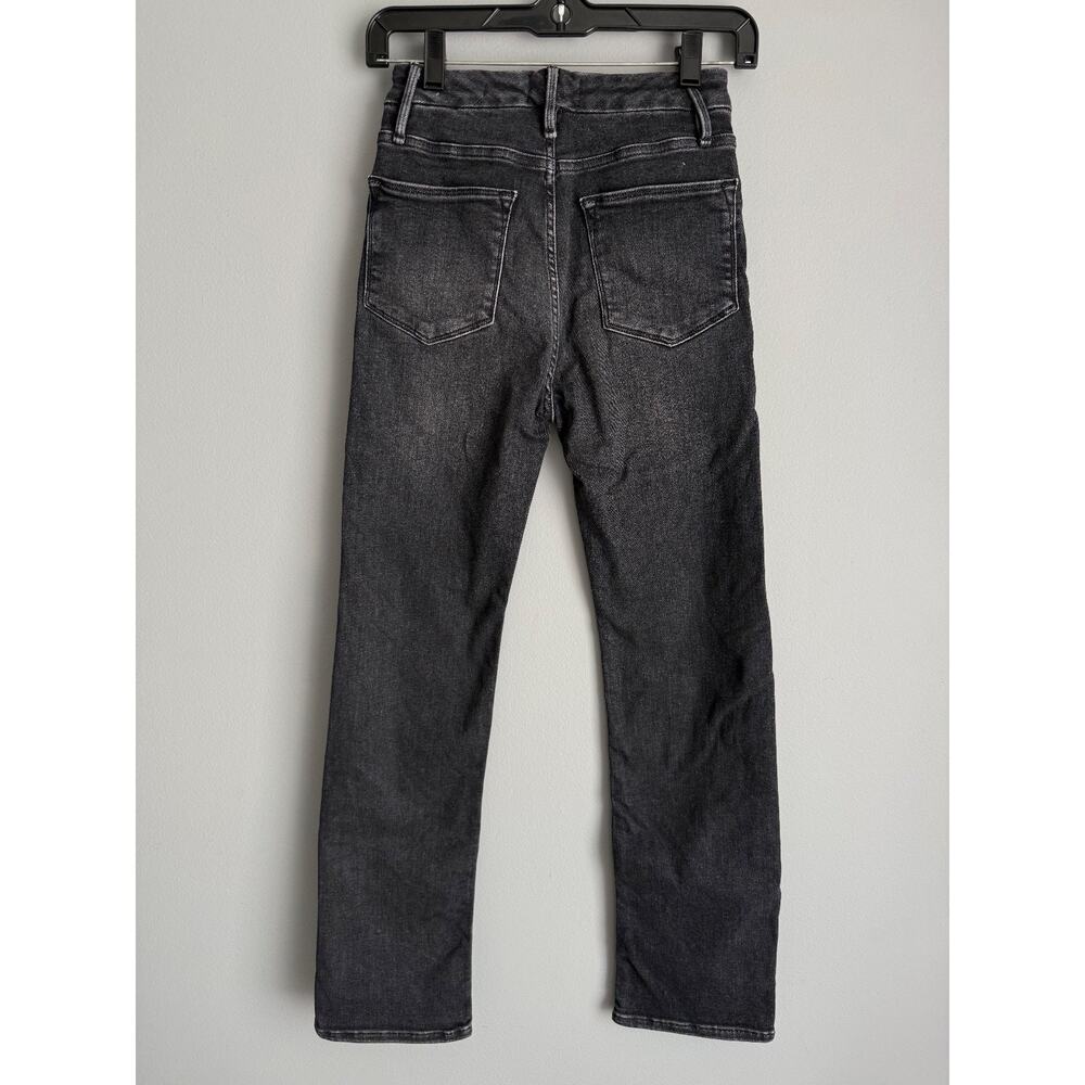 FRAME Le Super High Straight Jeans Women's 27 Black Wash Slit Hem Denim - Picture 4 of 6